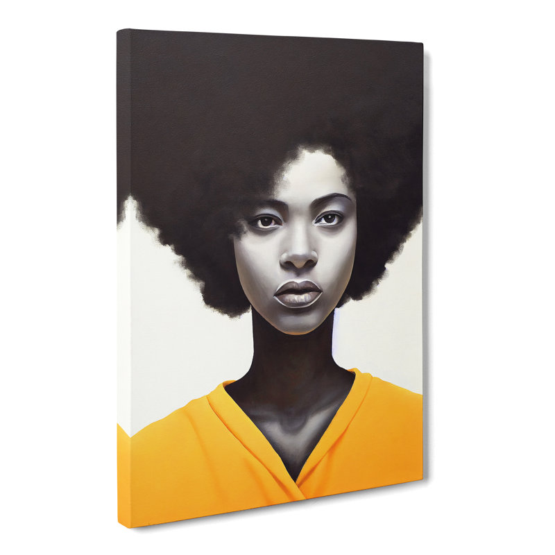 CAN-V0523-2941X Woman With Afro Portrait 1 Piece Wrapped Canvas Wall Art, 60cm H x 40cm W