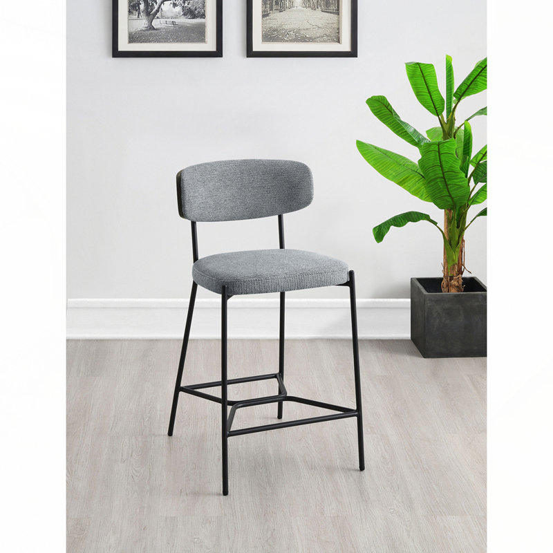 Ensemble de 2 tabourets de bar modernes à hauteur de comptoir avec dossiers courbés pour la cuisine et le bar, Gris