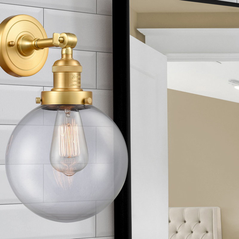 Clementina Dimmable Bath Sconce, 6 Watt Vinage LED Bulb, Clear, Satin Gold