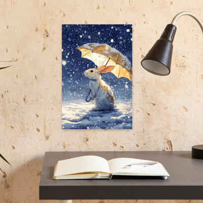 Hiver animal lapin 8 serein abstrait contemporain animal de forêt forêt murale