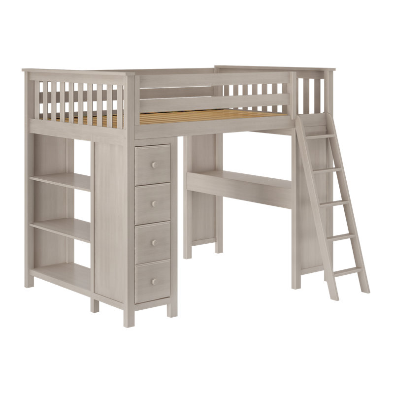 Lennon Kids Full Loft Bed with Drawers, Stone