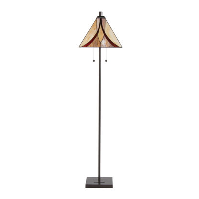 Classic Metal Floor Lamp with Dual-Tone Glass Shades