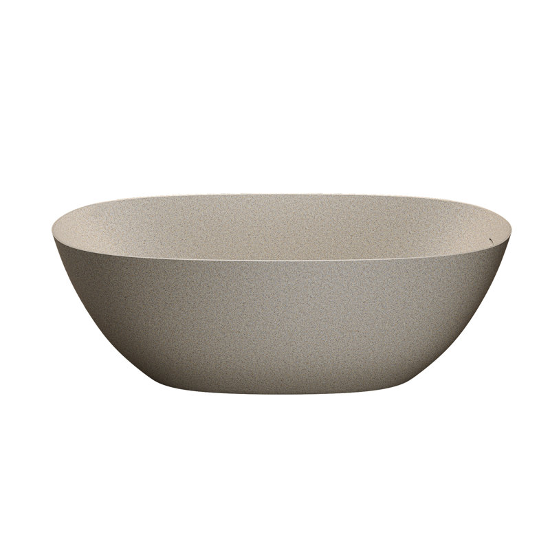 Orange 69'' Freestanding Bathtub With Solid Surface Resin Stone, Pop - Up Drain, Comfortable Bathing Experience 69 Inch Bathtub, Drain And Good Heat Preservation