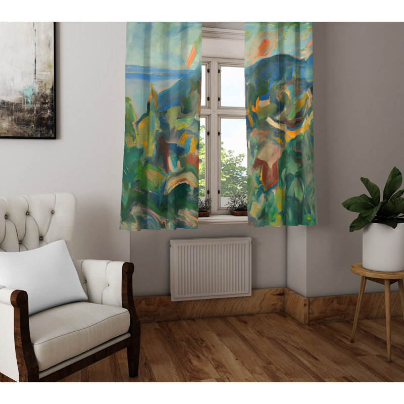 Devione Semi Sheer Curtain Pair, 56" W x 78" L