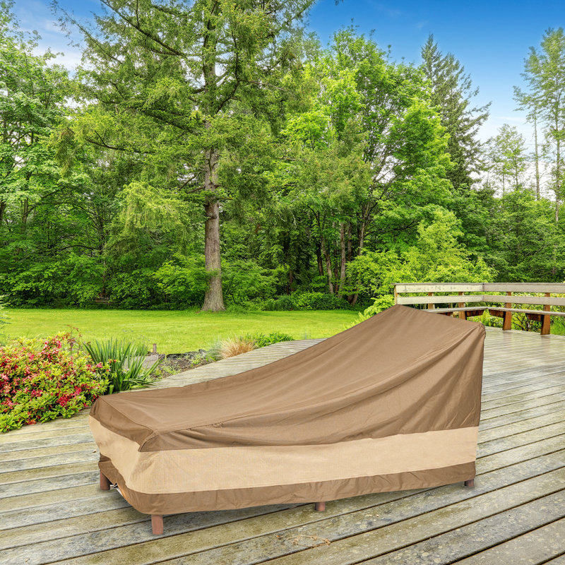 Beige and Brown Waterproof Patio Chaise Lounge Cover