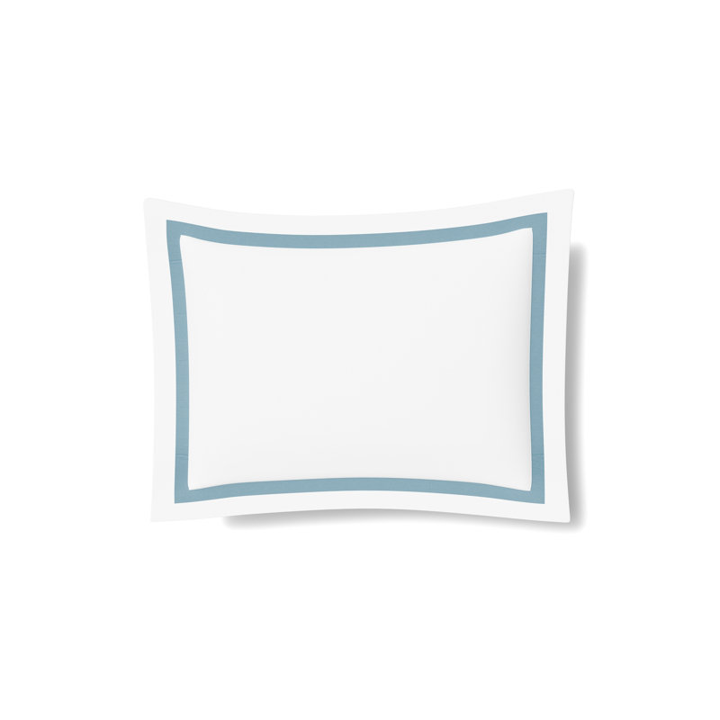 Taie décorative en coton et bordure Ready-to-Bed 2.0, Ready-to-Bed 2.0 Cotton & Trim King Sham, Blanc / Bleu