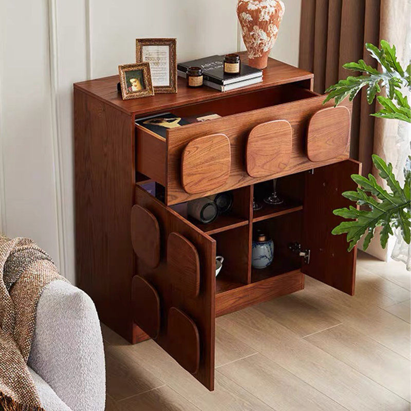 Armoire d'appoint de style Mid-Century 34,5 po, armoire d'appoint en noyer minimaliste, placage en bois massif, entièrement assemblée