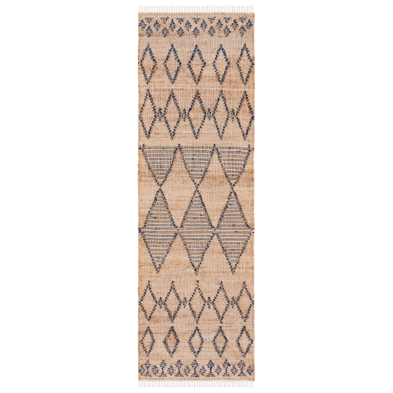 Arijus Natural Fiber Flat Weave Jute/Wool/Cotton Geometric Rug in Black/Brown, Runner 2'3" x 8'