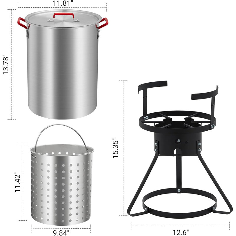 30 Qt Turkey Fryer, Aluminum Seafood Boiler Steamer, Outdoor Deep Fryer with 0-5 PSI Regulator, Fish Fryer Pot with Propane Stove Burner Stand and Thermometer Kit