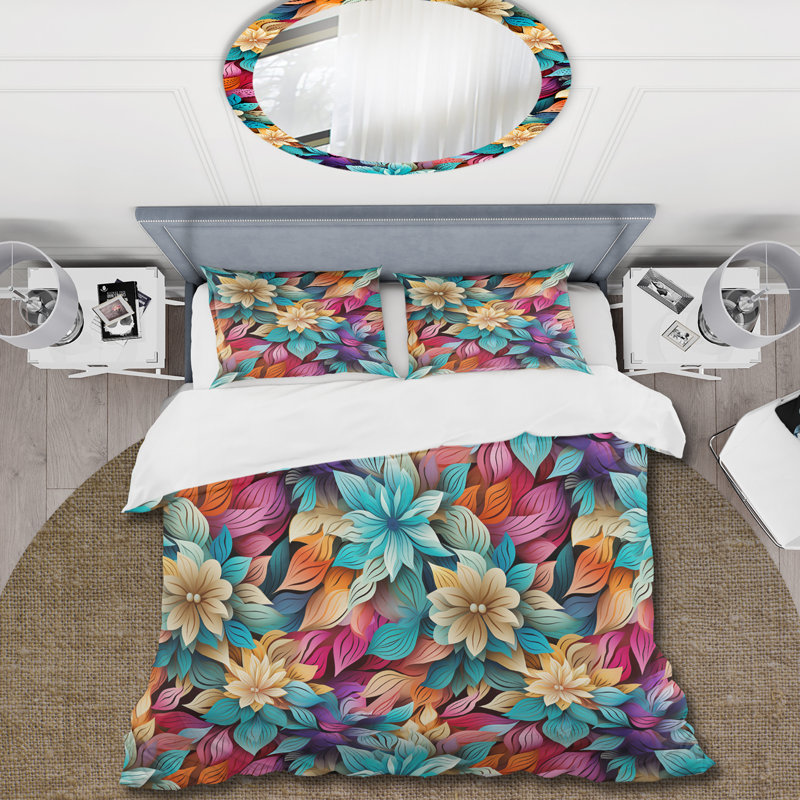 Ensemble de housse de couette Eclectic Mandala Boho, Housse de couette pour grand lit et 2 taies décor