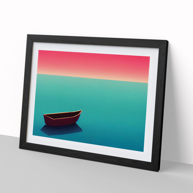XH1022-6064X Modern Boat Vol.1 - Single Picture Frame Print, Black, 46cm H x 64cm W x 2cm D