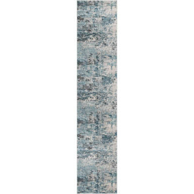 Tapis abstrait en polypropylène bleu / brun / gris tissé à la machine