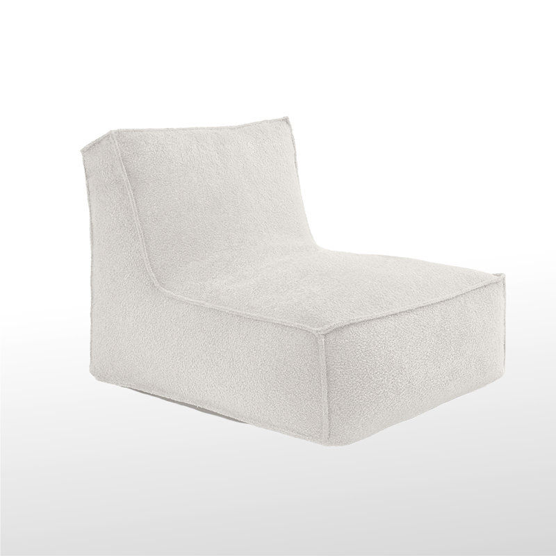 Studio Armless Indoor Bean Bag Lounger, Beige Chenille