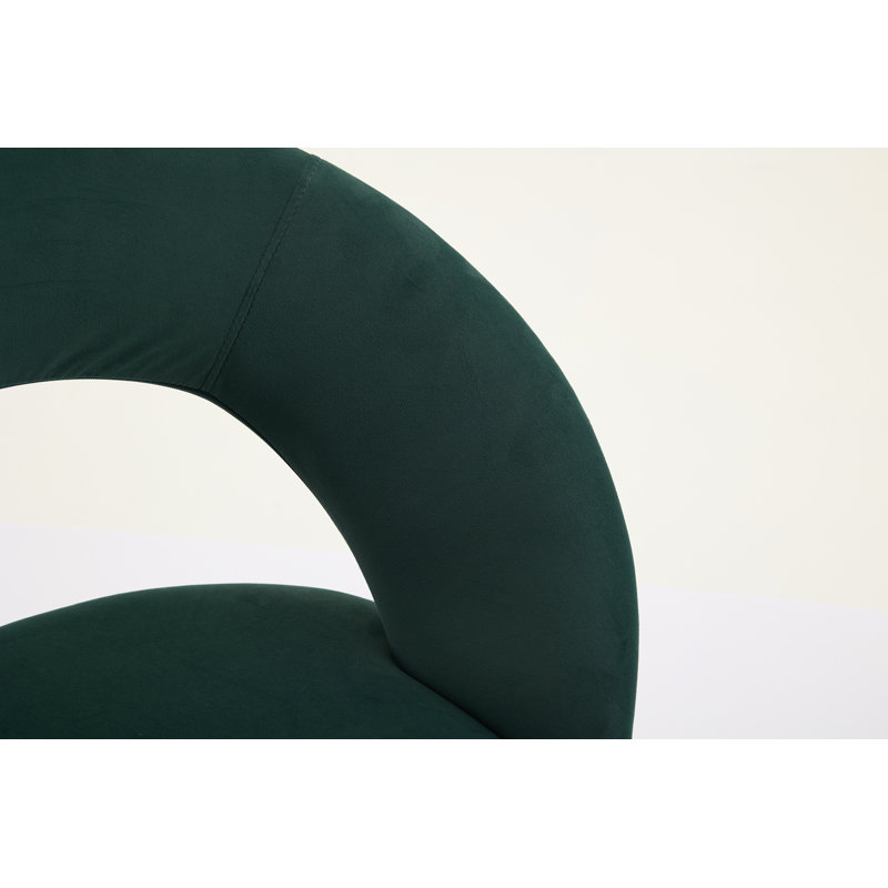 Meshea Dining Chair with Sleek Metal Legs, Doublure de peluche verte, Ensemble de 1