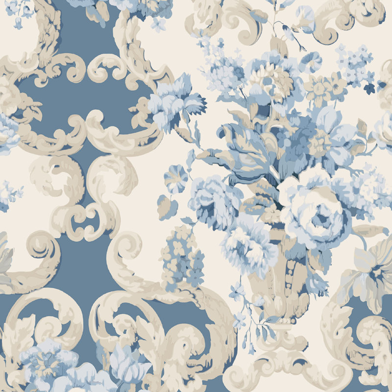 32.8' L x 27.56" W Smooth Wallpaper Roll, Blue