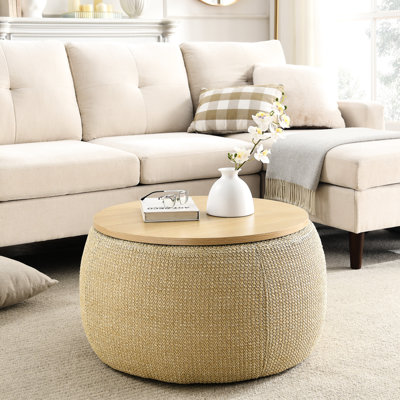 Rangement 2 en 1 - 25,5 x 25,5 x 14,5 pouces, couleur naturelle, fait à la main avec un revêtement en plastique, tissu somptueux, fonctionne comme table de bout et, poids de 23 lb, sans assemblage naturel, plateau 25,5 x 25,5 x 14,5, eucalyptus