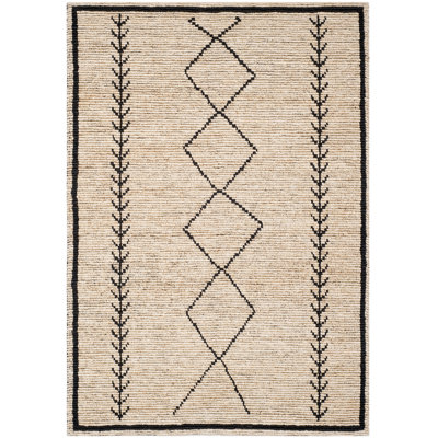 Bohemian Hand-Woven Ivory/Black Area Rug