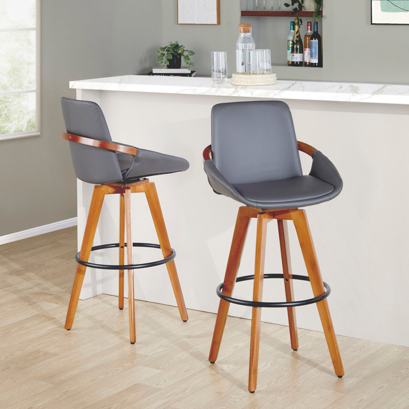 Tabouret de bar à hauteur fixe avec pivot, Gris
