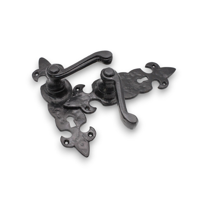 Fleur De Lys Lever Handle Black Iron