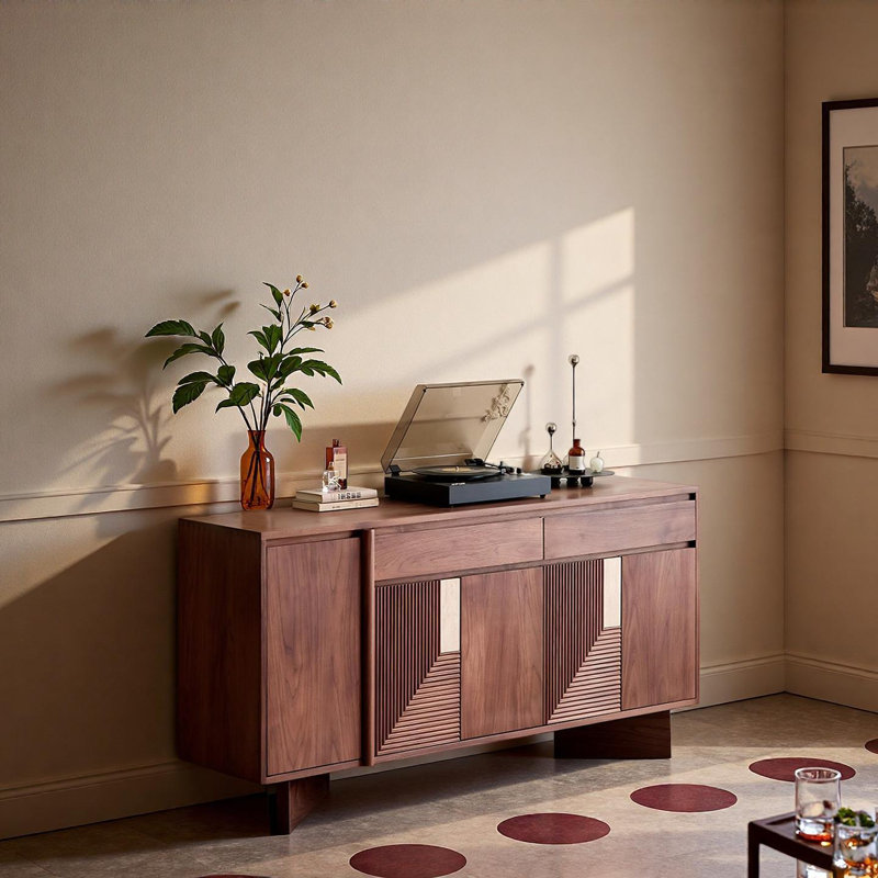 Antique Walnut-Coloured Accent Cabinet, 31.69" H x 59.06" W x 18.43" D