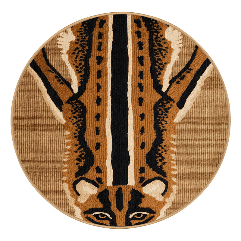 Washable Fossa Wildlife Area Rug, Round 5'