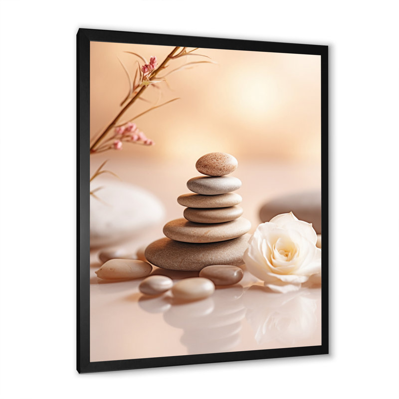 Spa Serenity Zen Stones délicat équilibre Cairn I - art mural en pierre spirituelle, H 40 po x l 30 po x P 1,5 po
