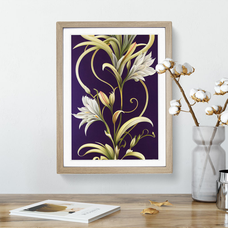 Classic Flowers No.2 - Single Picture Frame Painting, 64cm H x 46cm W x 2cm D, Oak
