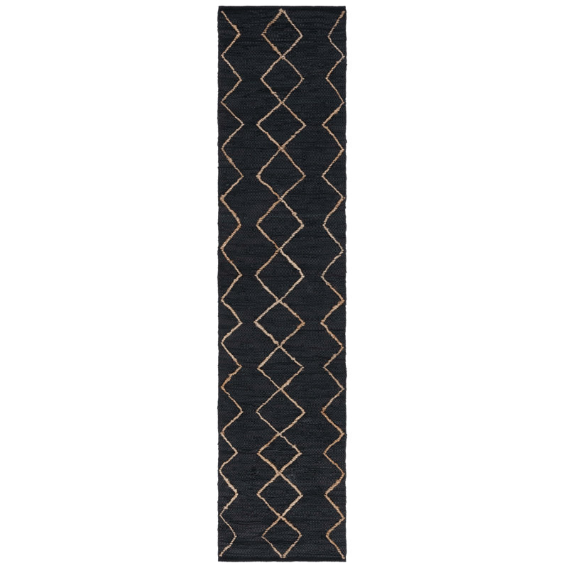 Anaisa Geometric Hand Woven Hand Woven Leather, Jute and Cotton Area Rug, Runner 2'3" x 9'