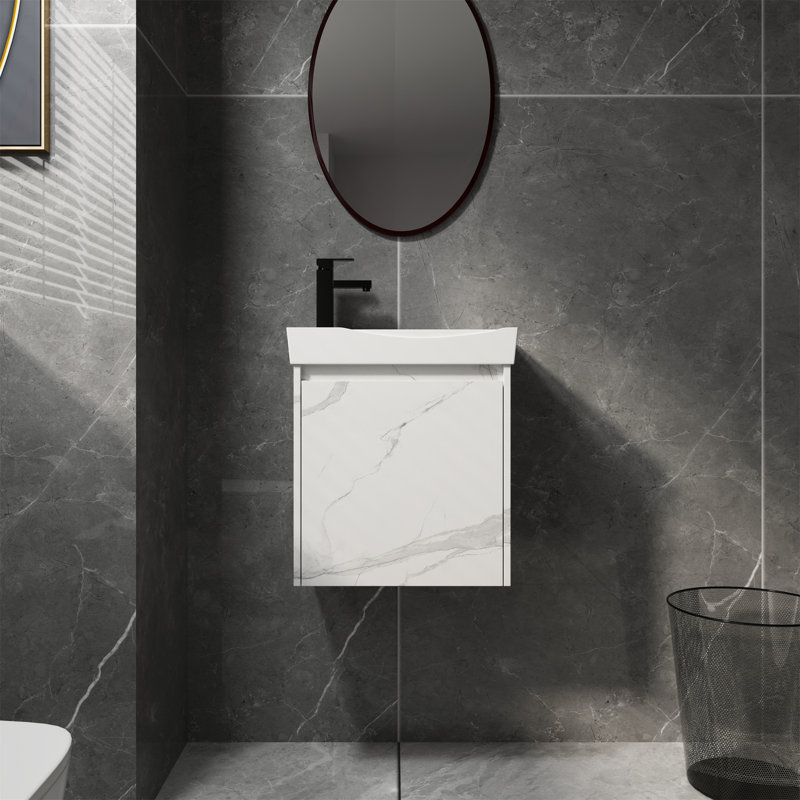 Wall-mounted Bathroom Vanity With Ceramic Sink