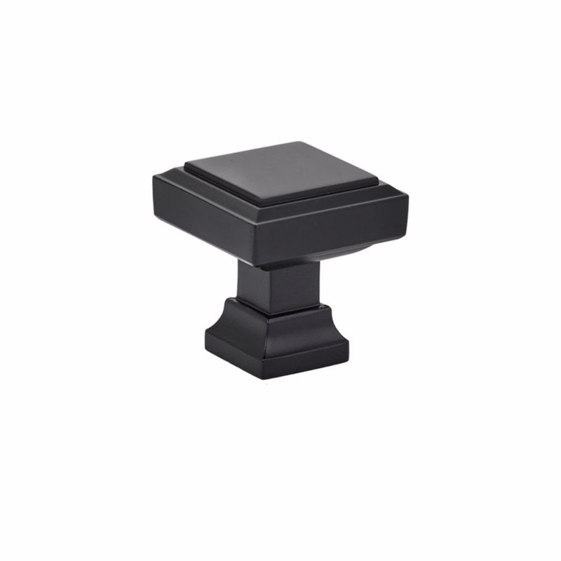 Square Bar Knob, Flat Black, 1.25''