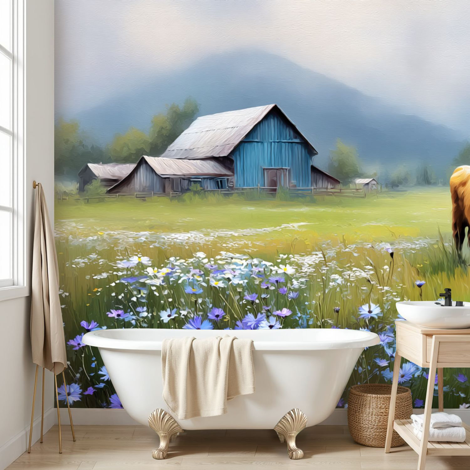 Latitude Run® Wall Mural Peel and Stick Wallpaper Barn Farmhouse ...
