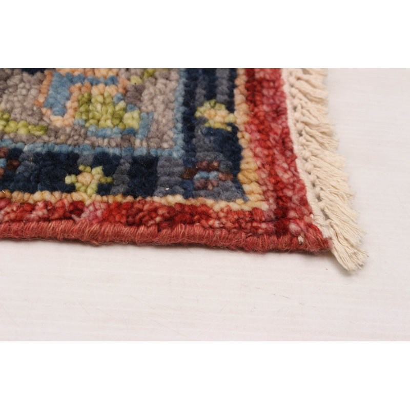 Tapis rouge en laine noué à la main 8 pi 11 po x 11 pi 10 po Jules Serapi