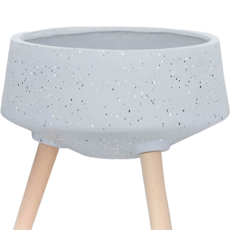 Jardinière S / 2 11/15 po Terrazzo avec pieds en bois