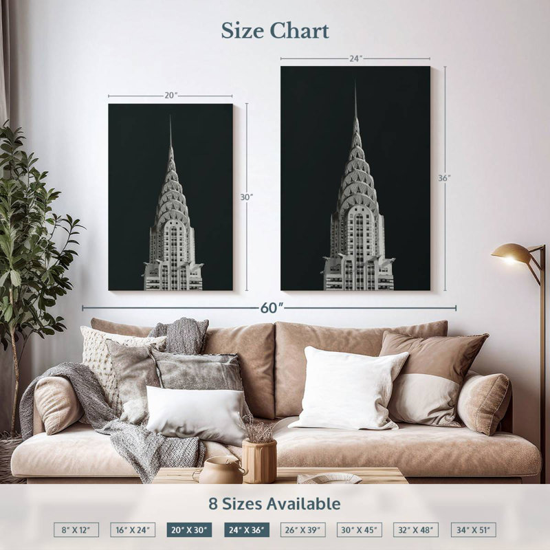 Lilie Chrysler Building On Black, 36" H x 24" W