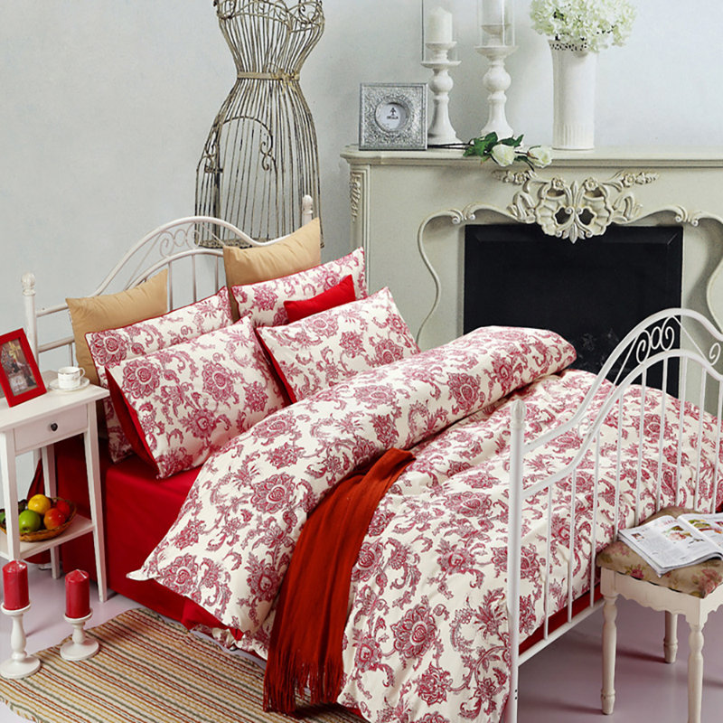 Damask Cotton Damask Duvet Cover, Queen Duvet Cover + 3 Additional Pieces