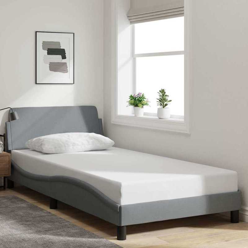 Structure de lit vidaXL gris clair tissu 100x203 cm, Gris, Simple TG
