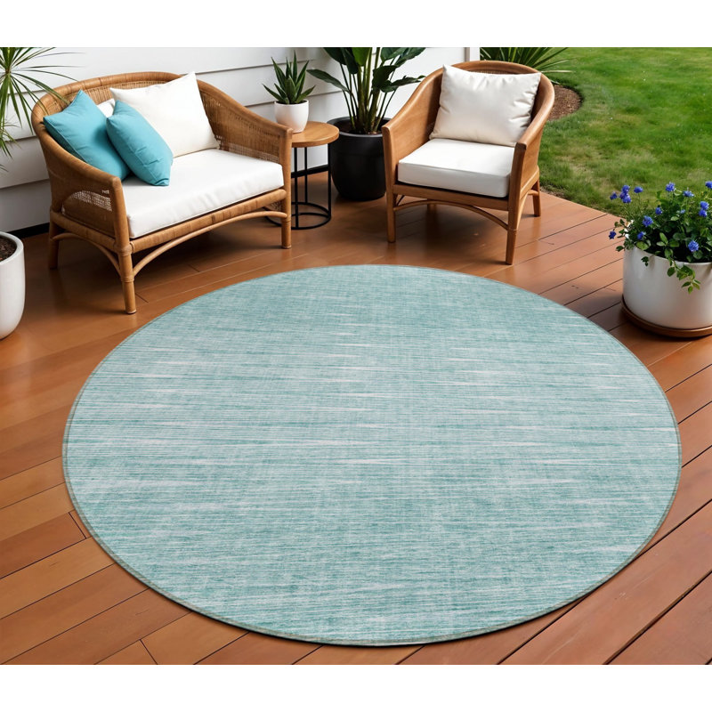 Tapis intérieur rond lavable abstrait ivoire 8 pi