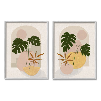 " Boho Monstera Archway Landscape " by Janet Tava 2 - Pieces Painting Print