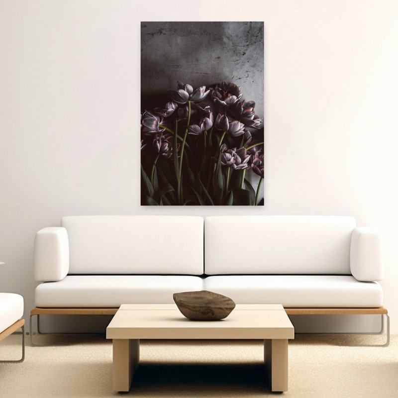 Tulipes foncées, art contemporain de tulipes, H 60 po x l 40 po