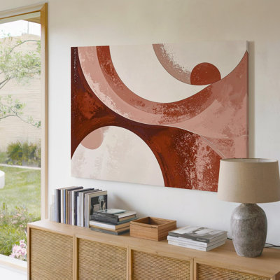 «Terracotta Rhyth», toile abstraite minimaliste géométrique, art du milieu du siècle, art mural sur toile, prêt à accrocher, galerie, décoration moderne