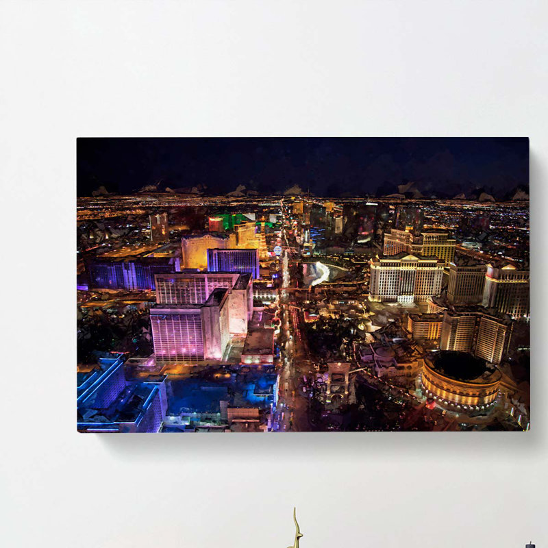Aerial View of the Las Vegas Strip in Abstract - Wrapped Canvas Photograph Print, 60cm H x 91cm W x 3cm D