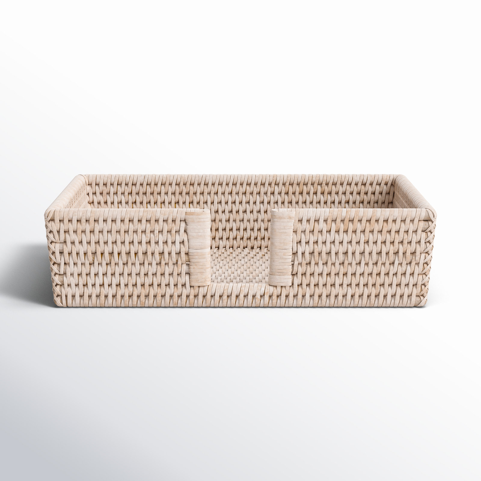 Rattan Guest with Cutout Napkin Holder, White Wash