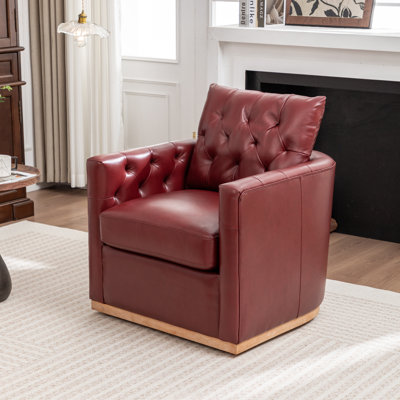 Fauteuil pivotant en cuir véritable Azib