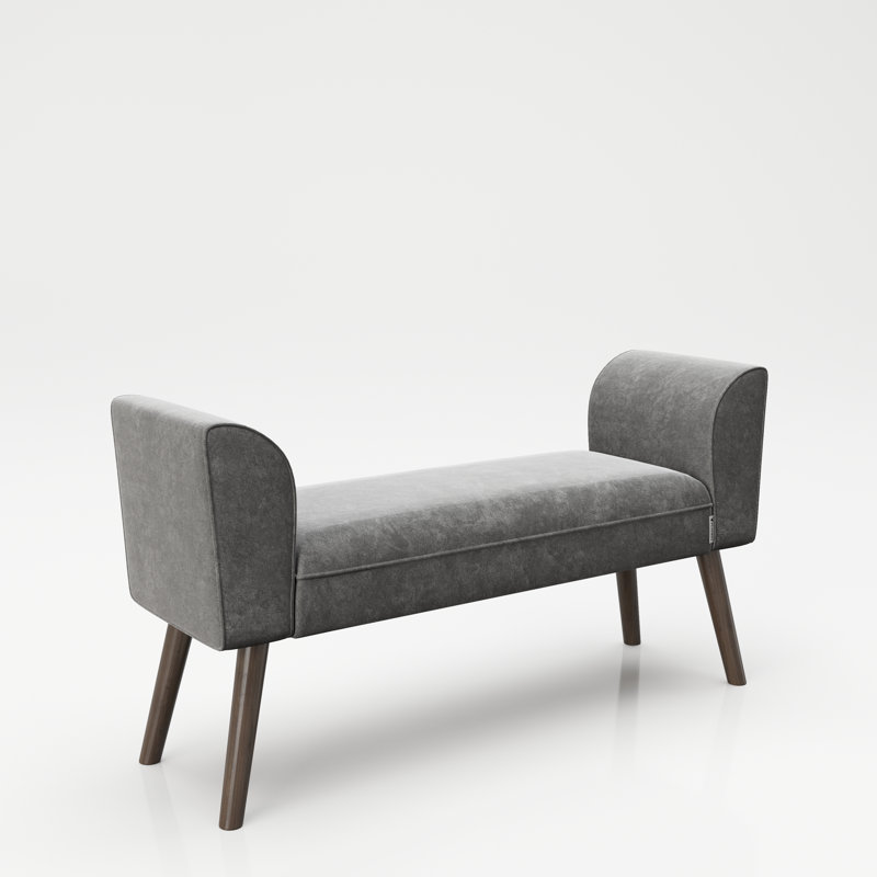 Tiffany Polyester Upholstered Bench, Grey