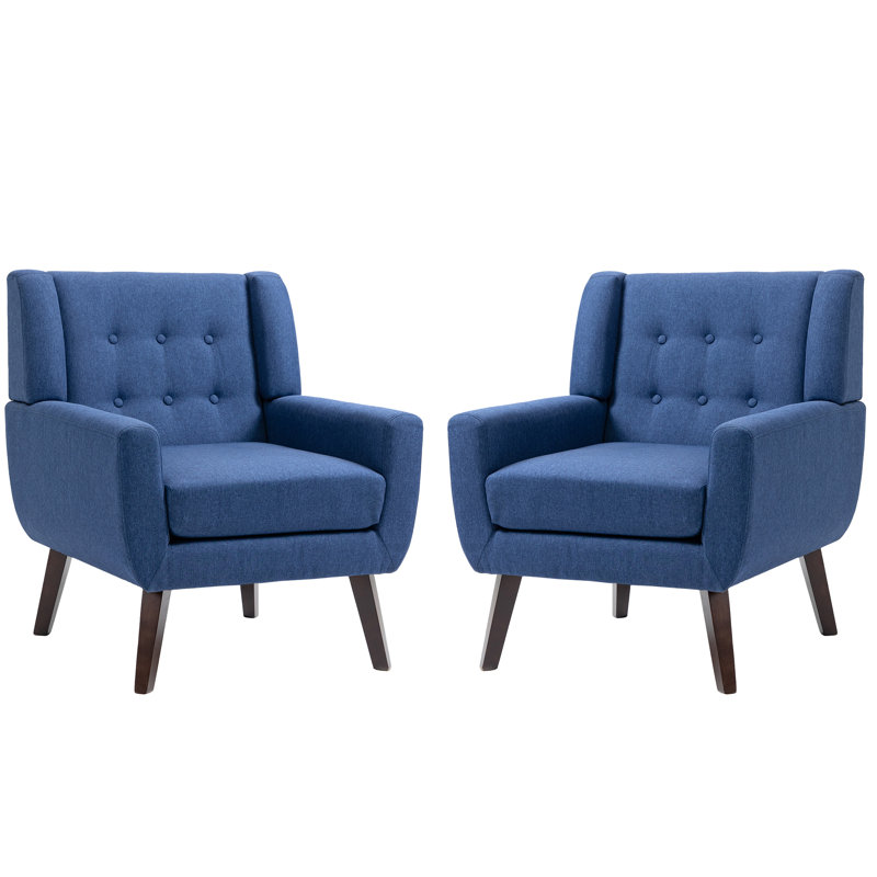 Jaqueze 73.4 Cm Wide Cotton Armchair, Blue Linen Blend