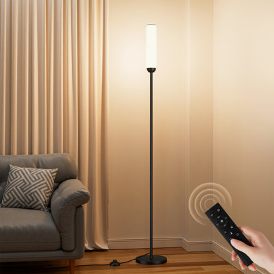 65'' Black Stepless Adjustable LED Floor Lamp with Remote Control & Foot Switch