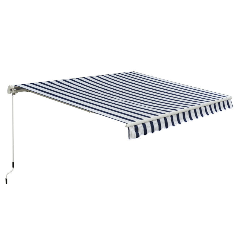 Tucker Garden Patio Manual Awning Retractable, 300 cm W x 250 cm D, Blue/White