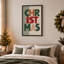 Art textuel sur toile de Noël vert rouge et pêche-1148400585