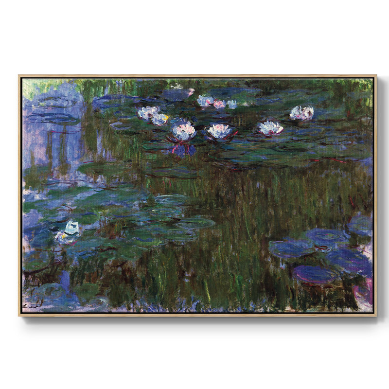 «Water Lillies # 3» par Claude Monet, reproduction sur toile, H 25 po x l 37 po x P 2 po, Naturel