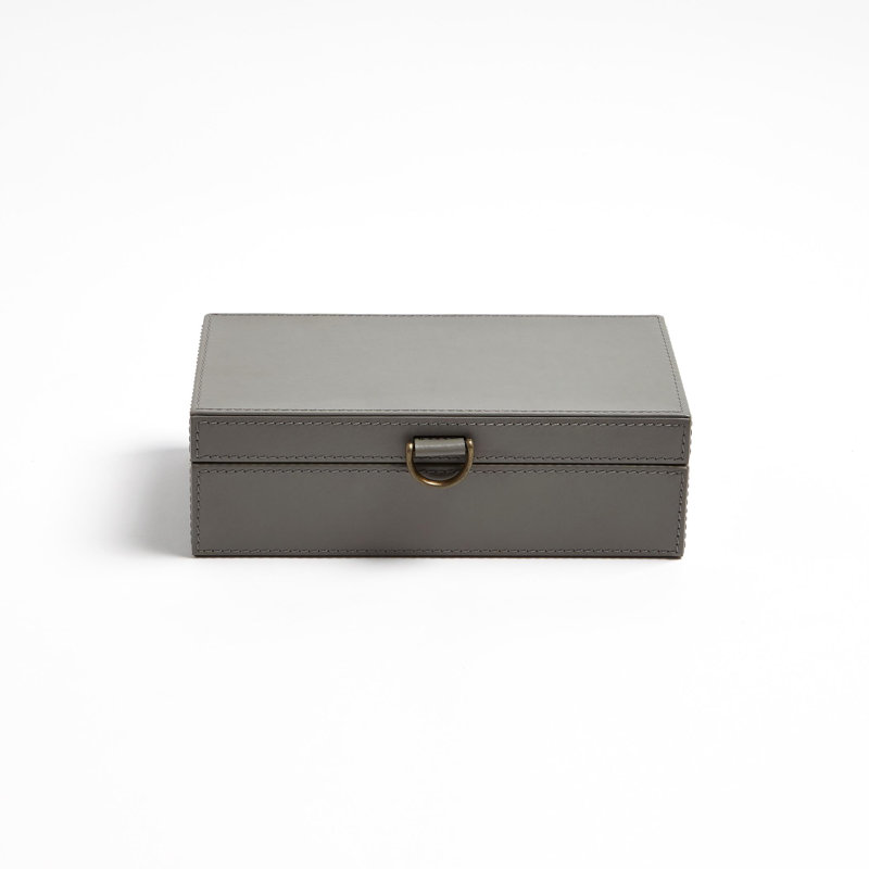 Boîte à bagues en cuir marbré, gris, H 3,25 po x l 5,75 po x P 10 po